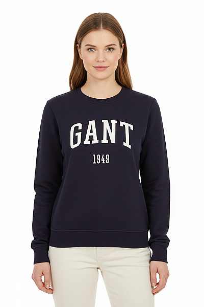 GANT Dámská Bavlněná Tmavě Modrá Mikina Přes Hlavu S Potiskem Crewneck Vel. M