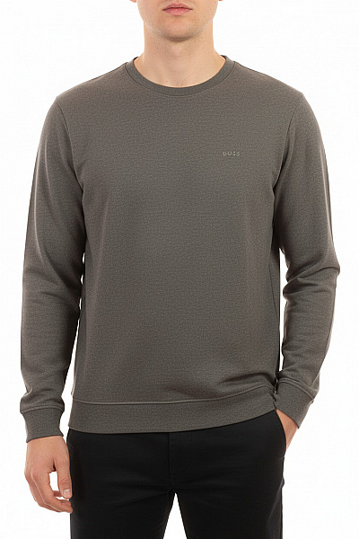 Hugo Boss Pánská Bavlněná Mikina šedá Jednobarevná Crewneck S Dlouhým Rukávem Vel. L