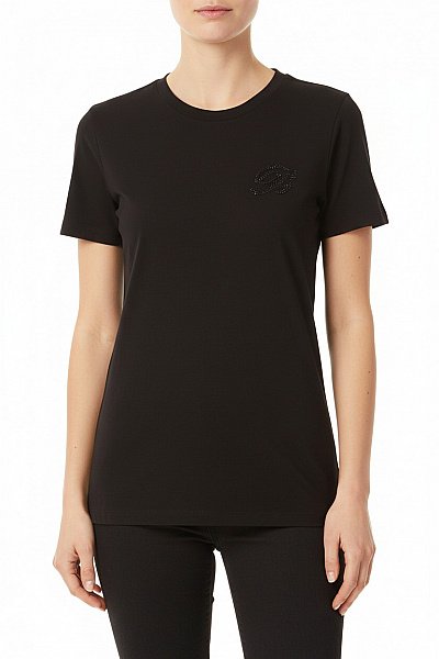 Blumarine Dámské Bavlněné černé Tričko S Krátkým Rukávem A Flitry Vel. 36