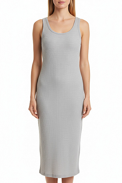 šaty Tílkové žebrované Dlouhé šedé Velikost L