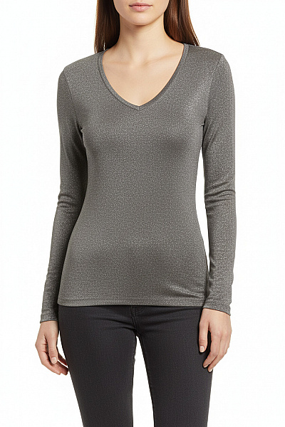 MAJESTIC FILATURES Dámské Tričko S Dlouhým Rukávem šedé Jednobarevné Velikost L