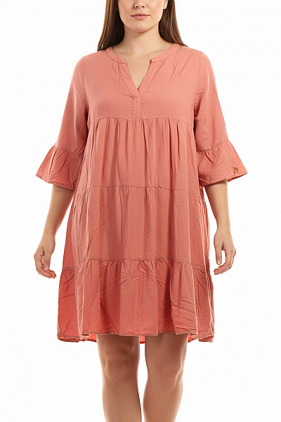 Sublevel Dámské šaty Krátký Rukáv Volnočasové Boho Růžové Vel. Xl