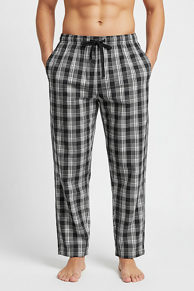 Bugatti Pánské Kostkované Flanelové Pyžamové Kalhoty Volného Střihu Velikost 56