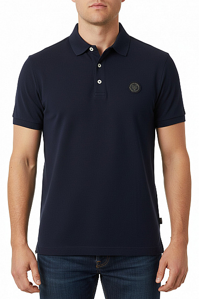 PLEIN SPORT Pánské Bavlněné Modalové Polo Tričko Tmavě Modré S Límečkem Velikost Xl