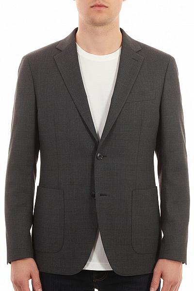 Duffel & Rums Pánské šedé Polyesterové Sako Kárované Ležérní Na Běžné Nošení Vel. 52
