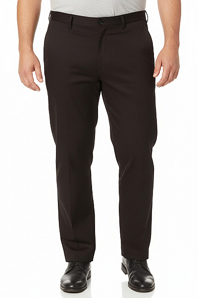 LAWRENCE GREY Pánské Polyesterové Oblekové Kalhoty Tmavě Hnědé Rovné Ležérní Business Velikost XL