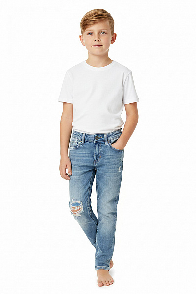 TOMMY HILFIGER Dětské Chlapecké Modré Rifle S Dírami Vel. 110