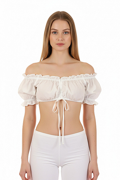 Almsach Bílá Halenka S Krátkým Rukávem A Volánky Vel. 32