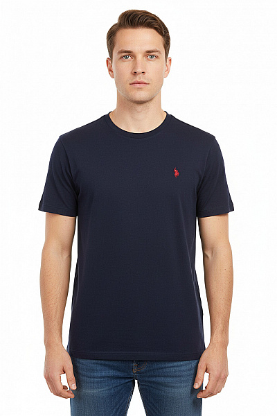 U.S.POLO ASSN. Pánské Bavlněné Tričko Tmavě Modré Basic S Krátkým Rukávem A Výšivkou Velikost L