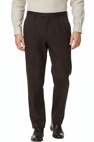 Pánské Bavlněné Oblekové Kalhoty Tmavě Hnědé Rovné Elegantní Business Velikost 42