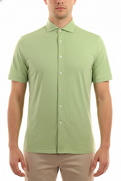 OLYMP Pánské Košile Krátký Rukáv Letní Elegantní Slim Fit Zelené Lyocellové Vel. 40