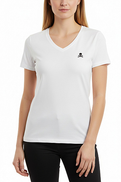 Philipp Plein Dámské Tričko S Krátkým Rukávem A Výšivkou Lebky Basic Bílé Velikost L