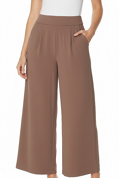 ONLY Dámské Polyesterové široké Volnočasové Kalhoty S Kapsami Béžové Velikost M