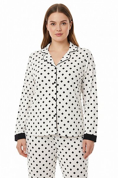 Cosabella Dámské Pyžamo Bílé S černým Vzorem Vel. 1X