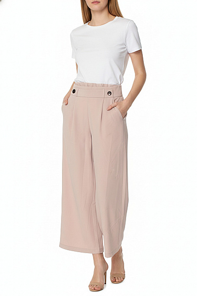 ONLY Dámské Polyesterové Volnočasové široké Kalhoty S Vysokým Pasem Růžové Velikost M