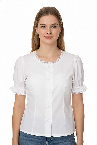 Trachten Deiser Dívčí Bílá Krajková Košile S Krátkým Rukávem Velikost 98 Cm