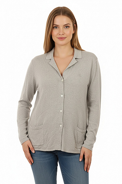 Ralph Lauren Dámský Bavlněný Propínací Kardigan S Límečkem šedý Velikost XL