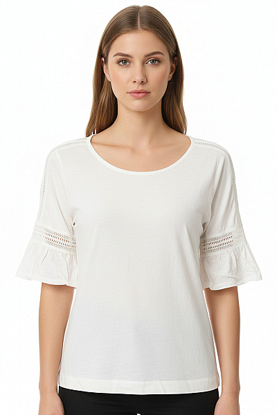 Marc O´Polo Dámská Halenka S Krátkým Rukávem Bílá Madeirová Velikost Xxs