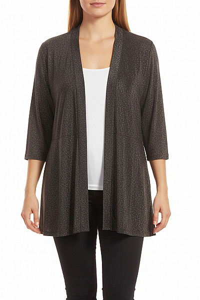 VIA APPIA DUE Dámský Třpytivý Kardigan Dlouhý Rukáv Elegantní Volný Velikost 48