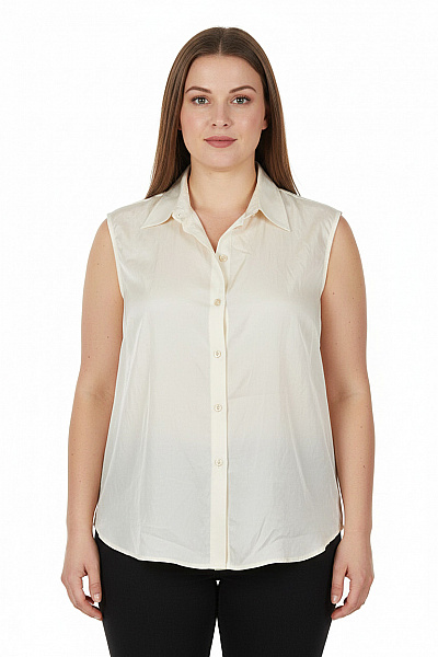 HM  Dámská Béžová Halenka Bez Rukávů Elegantní Košilová Vel. 175