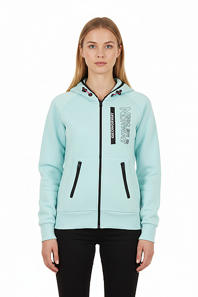 Norway Dámská Bavlněná Světle Modrá Mikina S Kapucí A Potiskem Na Zip Velikost S