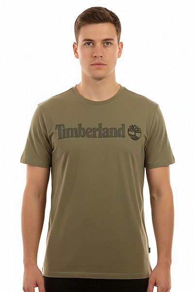 Timberland Bavlněné Khaki Tričko S Krátkým Rukávem A Nápisem Basic Vel. XL