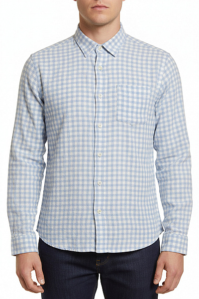 Luis Trenker Pánská Modalová Kostkovaná Flanelová Košile Světle Modrá Velikost XL