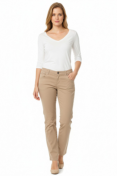 BRAX Dámské Béžové Chinos Kalhoty Rovné Ležérní S Kapsami Nad Kotníky Velikost 38
