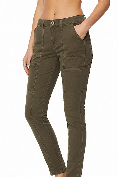 Abercrombie&Fitch Dámské Khaki Cargo Kalhoty úzké Ležérní Strečové S Kapsami Vel. 24