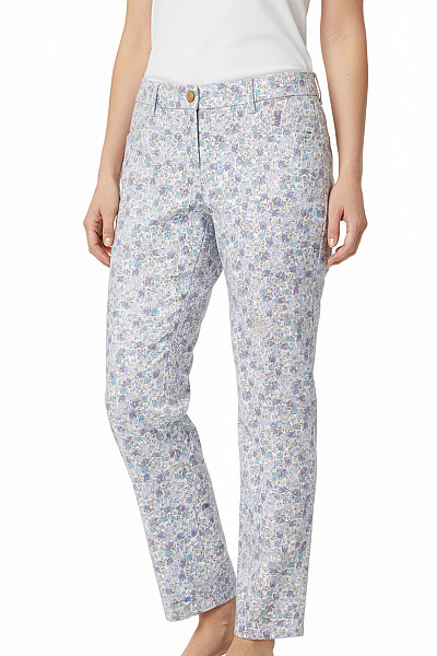 BRAX Dámské Kalhoty Květované Volnočasové Jarní Bavlněné Vel. 38