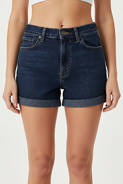 LEVIS Dámské Bavlněné Riflové Krátké šortky Tmavě Modré S Vysokým Pasem Vel. 28