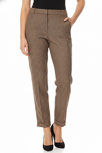 MANGO Dámské Kostkované Oblekové Kalhoty S Puky Ležérní Nad Kotníky Velikost 38