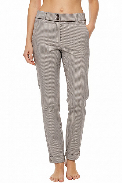TOMMY HILFIGER Dámské Plátěné Pruhované Cigaretové Kalhoty Ležérní S Kapsami Velikost S
