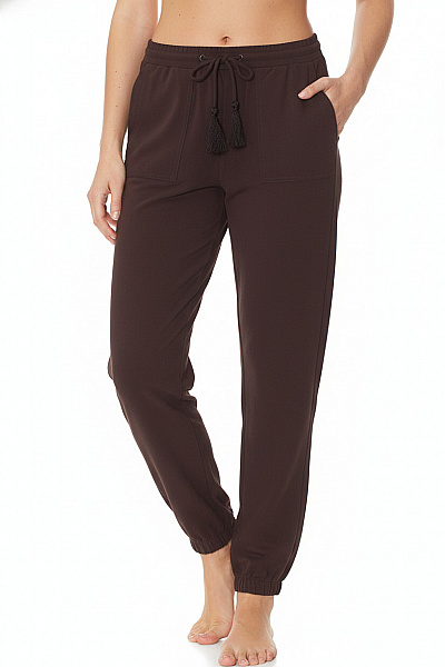 Steffen Schraut Dámské Polyesterové Tepláky Hnědé Volnočasové S Kapsami Na Zavazování Velikost M