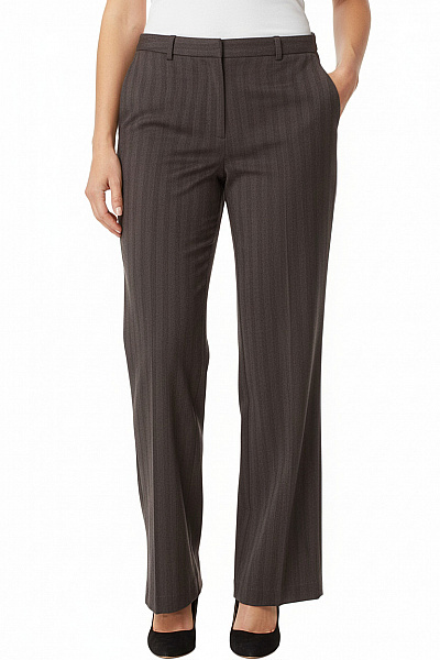 COMMA Dámské Oblekové Polyesterové Kalhoty Hnědé Pruhované široké Business Velikost 38