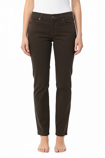 TOMMY HILFIGER Dámské Bavlněné Chinos Kalhoty Tmavě Hnědé Rovné Ležérní Velikost 4