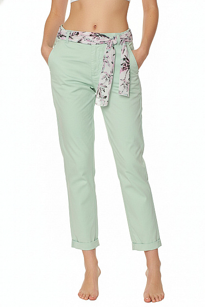 Guess Dámské Bavlněné Kalhoty Zelené Volné S Páskem Květované Ležérní Vel. 26