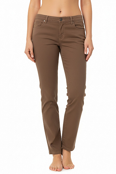 BRAX Dámské Bavlněné Hnědé Rovné Volnočasové Kalhoty S Kapsami Vel. 38