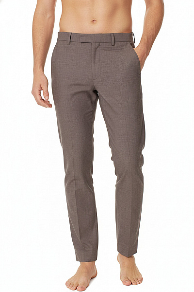 Pánské Bavlněné Oblekové Kalhoty Rovné Hnědé Elegantní Business Casual Velikost XS