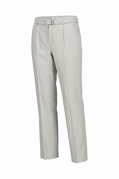 BRAX Dámské Oblekové Kalhoty S Páskem Světle Kárované Rovné Elegantní Velikost 42