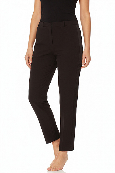 J.Lindeberg Dámské černé Oblekové Bavlněné Kalhoty Elegantní Rovné S Lampasem Vel. 44