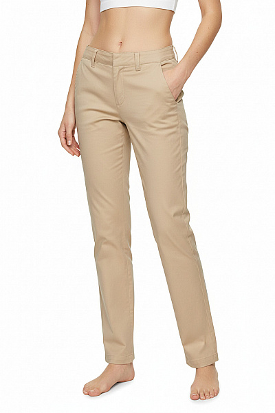 TOMMY HILFIGER Dámské Bavlněné Béžové Chino Kalhoty Rovné Volnočasové S Kapsami Velikost S