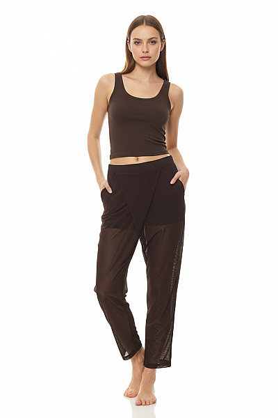 Dámské Viskózové Kalhoty Volné černé Síťované Ležérní Vel. S