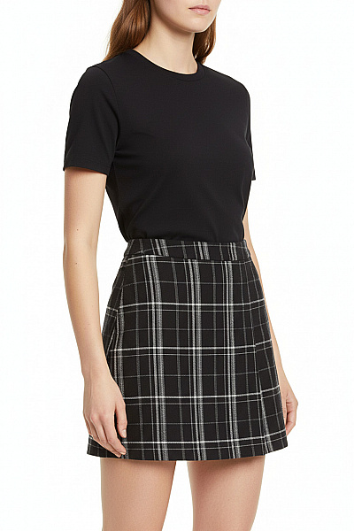 Oasis Dámské Polyesterové Sukně Krátká Károvaná Černobílé Plisovaná Mini Vel. 40