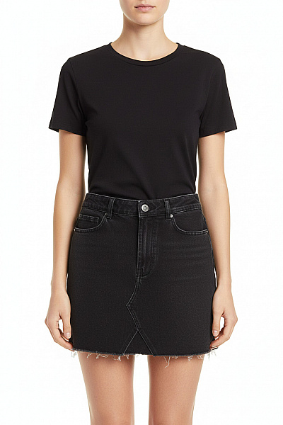 ZARA Dámská Bavlněná černá Džínové Mini Sukně áčková Krátká S Třásněmi Velikost S