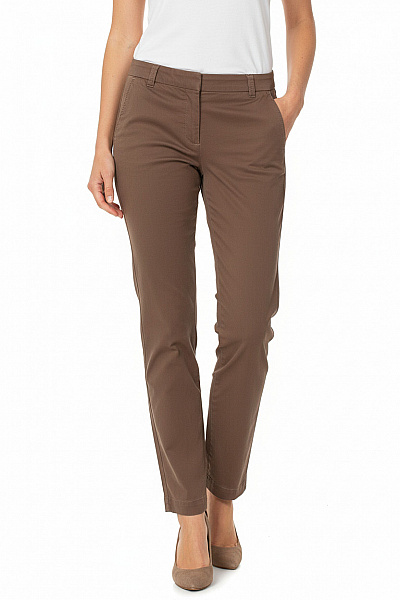 OPUS Dámské Bavlněné Hnědé Chinos Volnočasové Rovné Kapsy Vel. 32/38