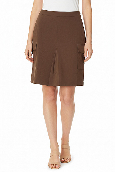 FRANSA Dámská Hnědá Cargo Mini Sukně S Kapsami Rovná Letní Vel. 38