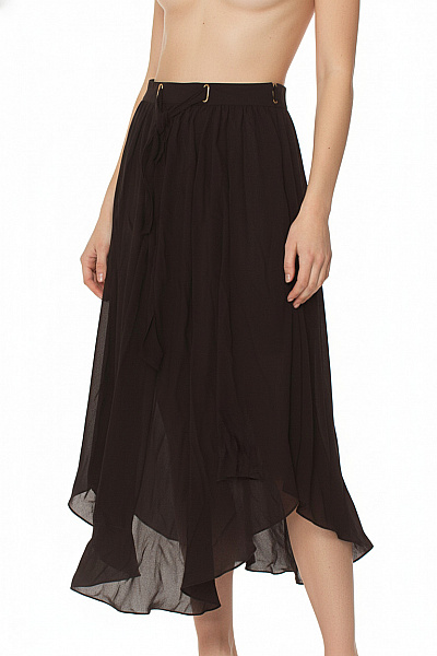 Karen Millen Dámská černá Dlouhá Volná Splývavá Letní Sukně S Pružným Pasem Velikost 40