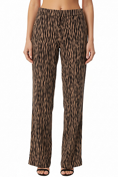 MANGO Dámské Kalhoty Vzor Zebry Hnědočerné Elegantní Rovné Cigaretové Vel. 44