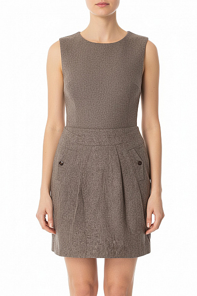 Karen Millen Vlněná Krátká Pouzdrová Sukně Hnědá Elegantní Business Velikost 40